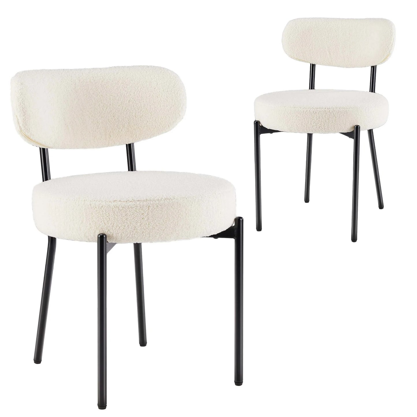 Dining Chairs, Mid Century Modern Round Dining Room Chairs for Vanity For Living Room Set of 2, White