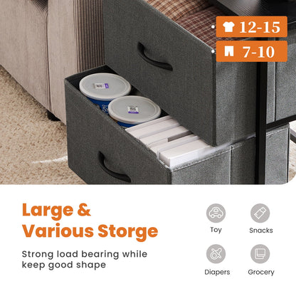 Nightstand, End Table Side Table with 2 Fabric Drawers Bedside Table for Bedroom, Closet