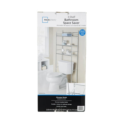 3-Shelf Over-the-Toilet Steel Storage Rack, Chrome Finish