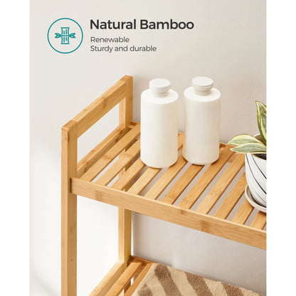 3-Tier Over The Toilet Storage Bamboo Over Toilet Shelf Bathroom Storage Organizer with Adjustable Shelf Natural