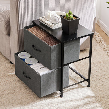 Nightstand, End Table Side Table with 2 Fabric Drawers Bedside Table for Bedroom, Closet