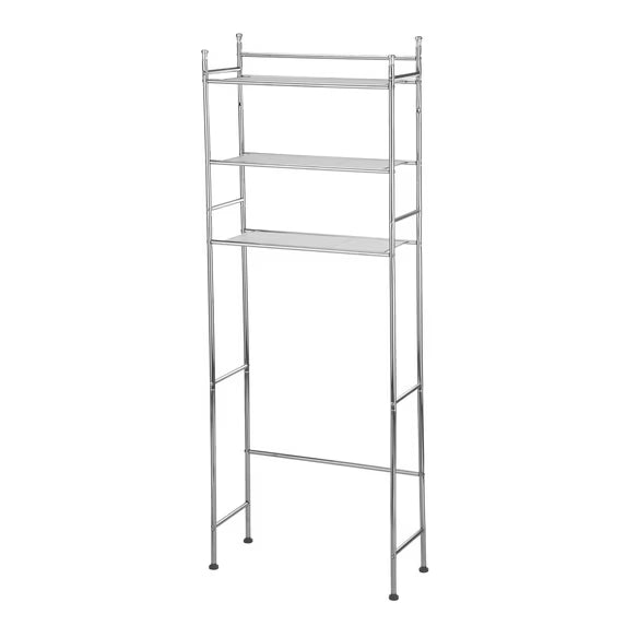 3-Shelf Over-the-Toilet Steel Storage Rack, Chrome Finish