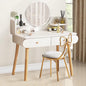 Modern White Vanity Desk with Mirror, Solid Wood Makeup Vanity Dressing Table for Women Girls (Without Stool and LED)