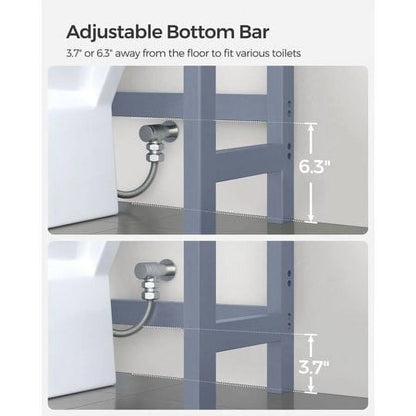 3-Tier Over The Toilet Storage Bamboo Over Toilet Shelf Bathroom Storage Organizer with Adjustable Shelf, Grey