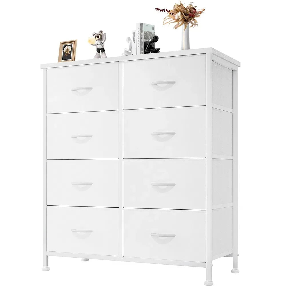 Chest of Dressers with 8 Fabric Drawers, Drawer Cabinet, Organization Furniture for Kitchen, Office, Hallway, White-1