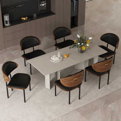 Dining Chairs Set of 2,Modern Living Room Chairs,Upholstered Leather Kitchen Chairs for Dining Room and Vanity with Cushion Seat,Metal Legs,Mid-Century Modern Round Design,Easy Assembly,Black