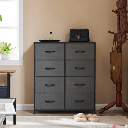 Chest of Dressers with 8 Fabric Drawers, Drawer Cabinet, Organization Furniture for Kitchen, Office, Hallway, White-1