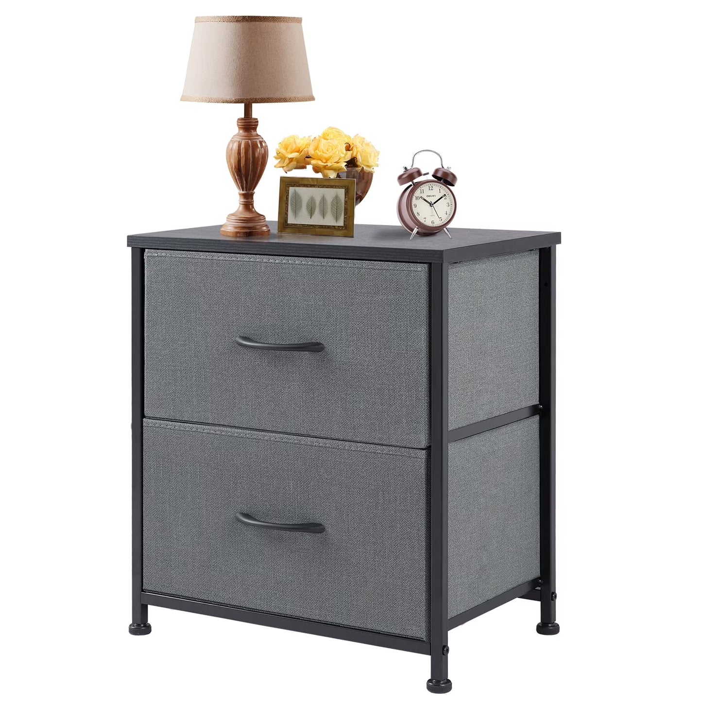 Nightstand, End Table Side Table with 2 Fabric Drawers Bedside Table for Bedroom, Closet